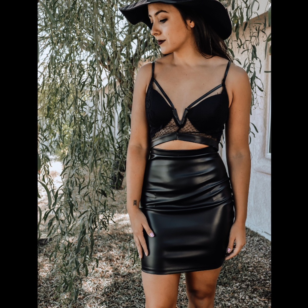 The Embrace Leather Black Dress